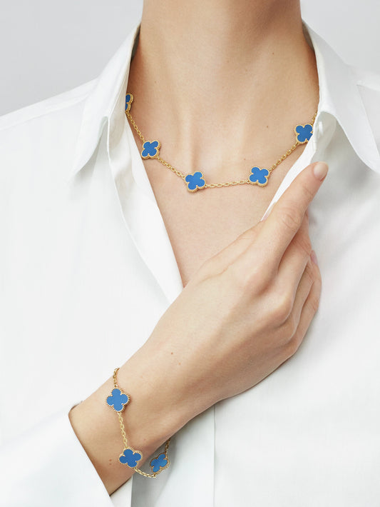 ✨ Collar Trébol Azul Real