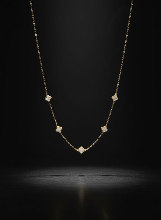 ✨ Collar Trébol Blanco Real