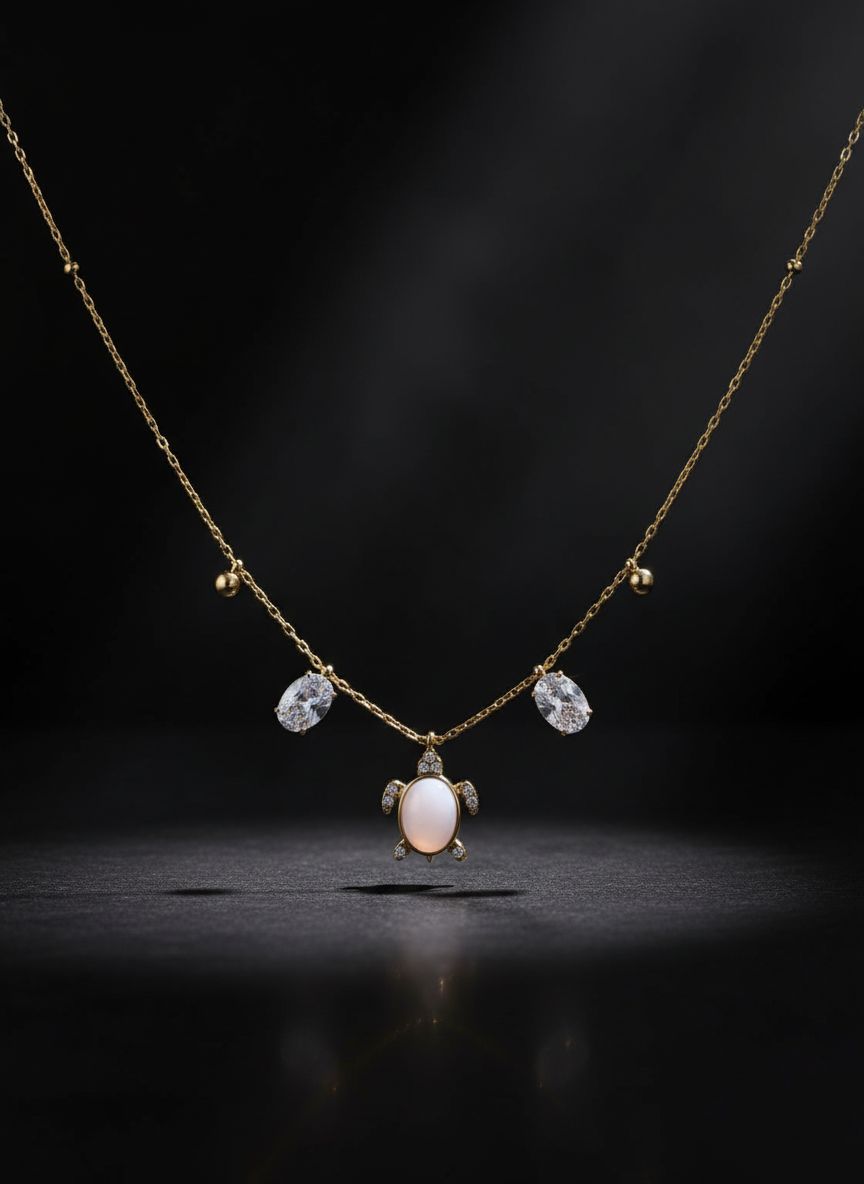✨ Collar Tortuga Perla Dorada