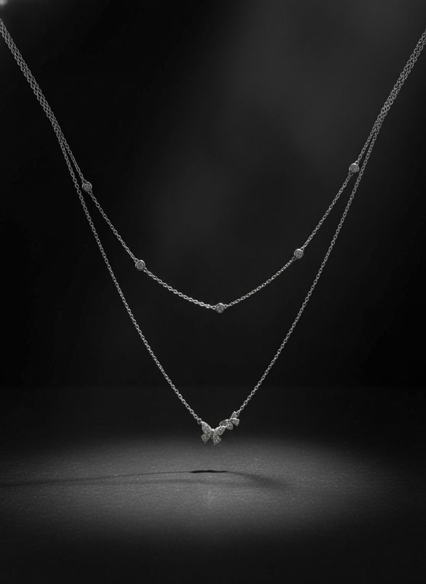 ✨️Collar Dúo Brillante De Mariposa