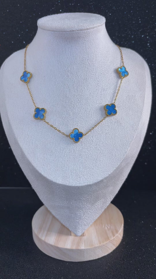 ✨ Collar Trébol Azul Real