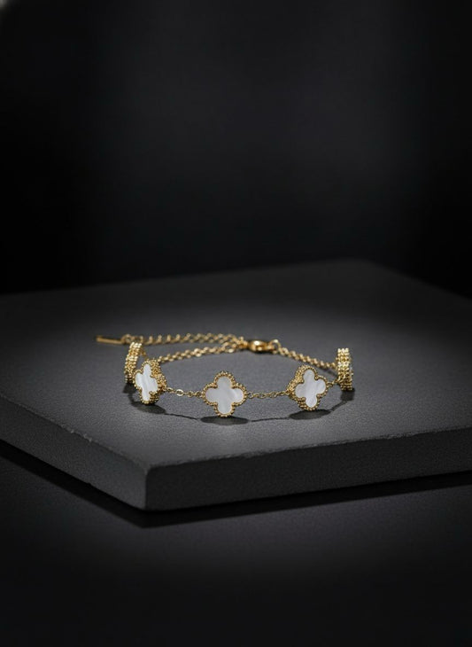 ✨️Pulsera Trébol Blanco Real