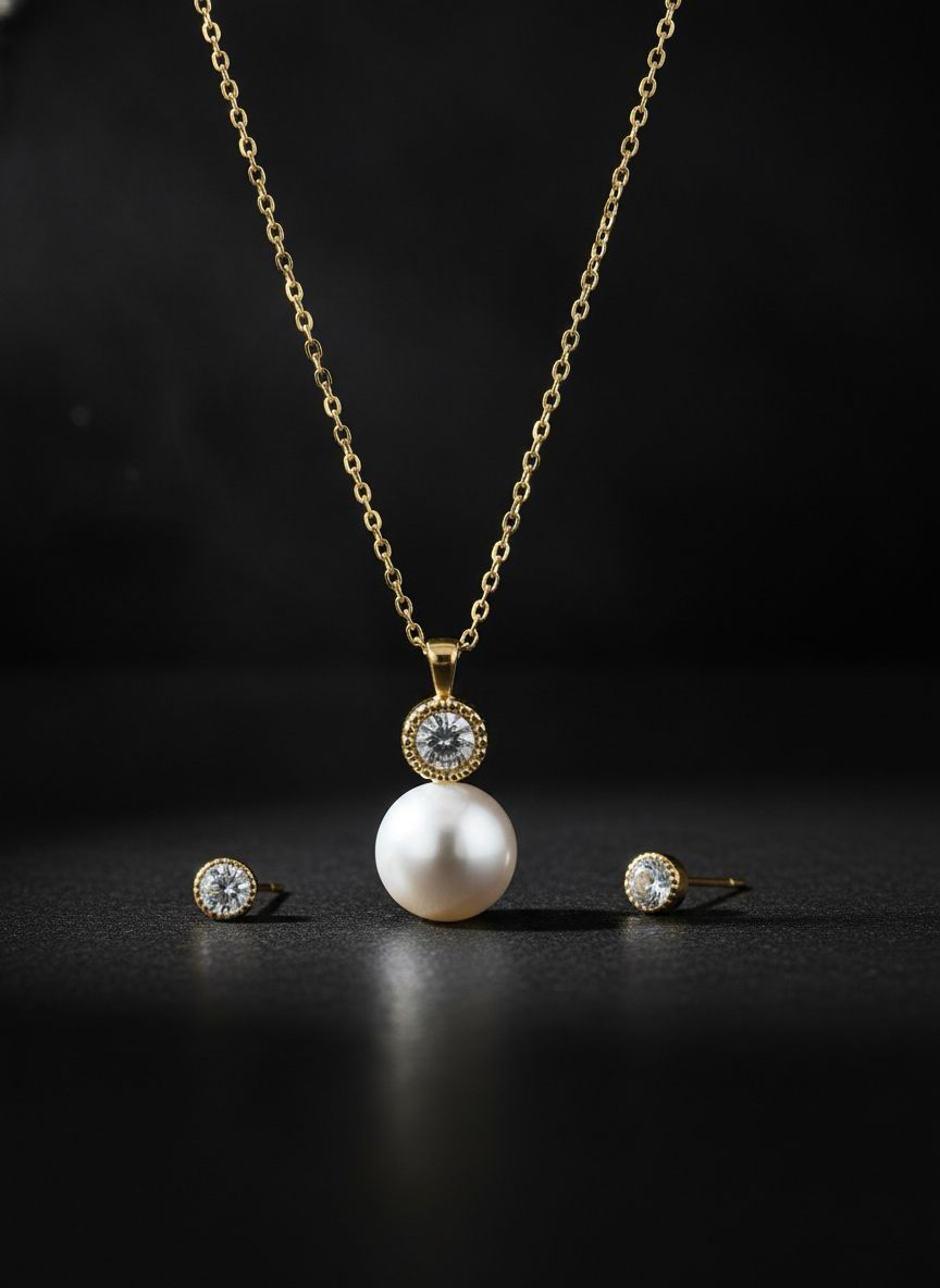 ✨️Conjunto Minimalista con Perla y Toque Dorado